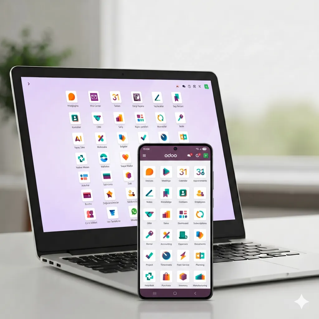 Odoo ERP yönetim paneli dashboard görseli